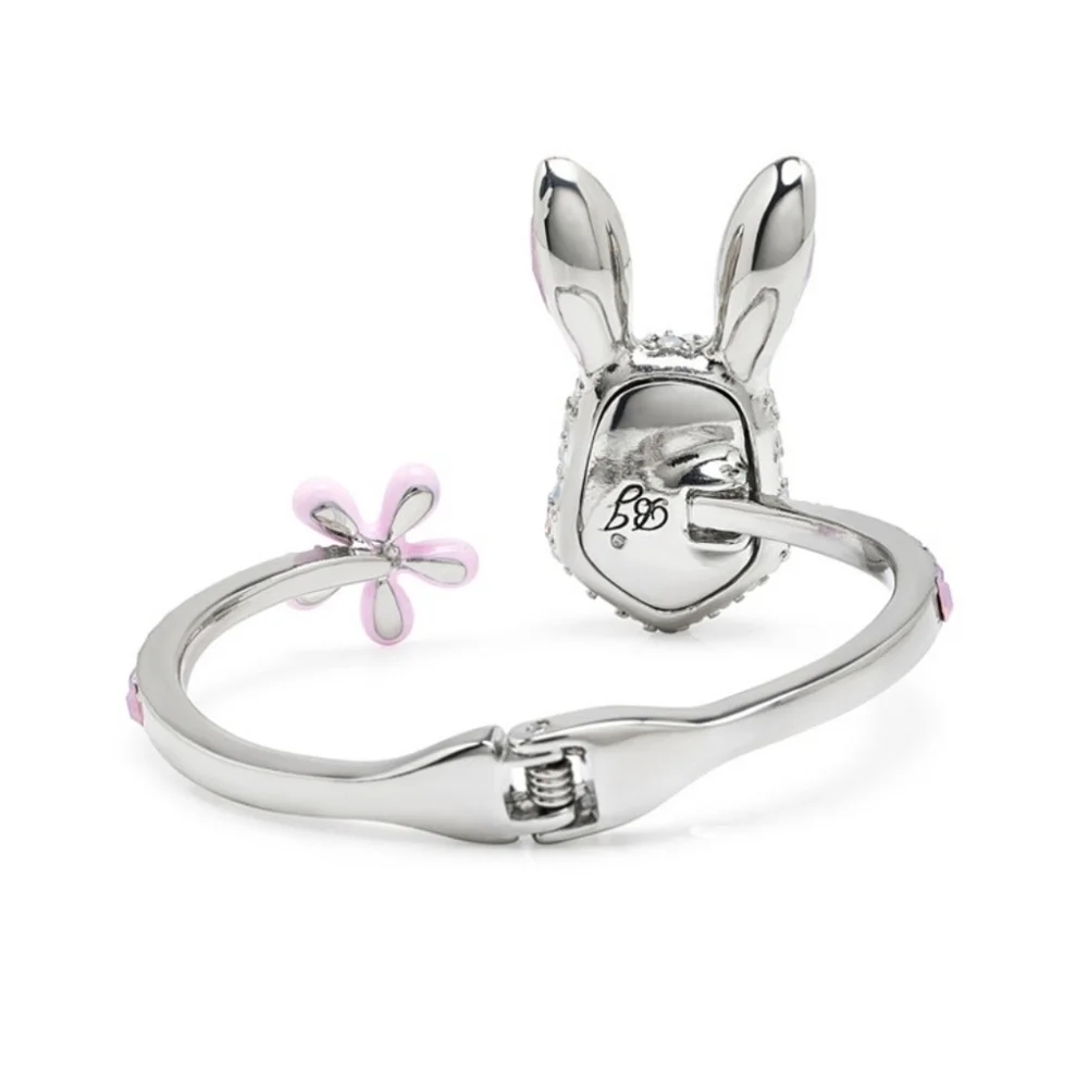🐇🔹️Betsey Johnson 🔹️ Faux Stone Spring Bunny Bangle hinge  Bracelet